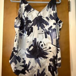 NIC+ZOE Navy and White Abstract Camisole